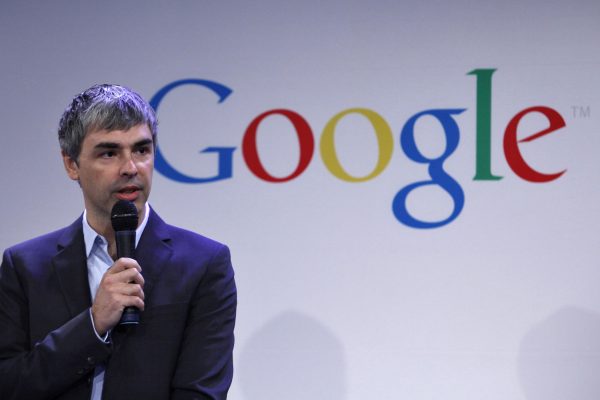 Google CEO Page speaks during a press announcement at Google headquarters in New York